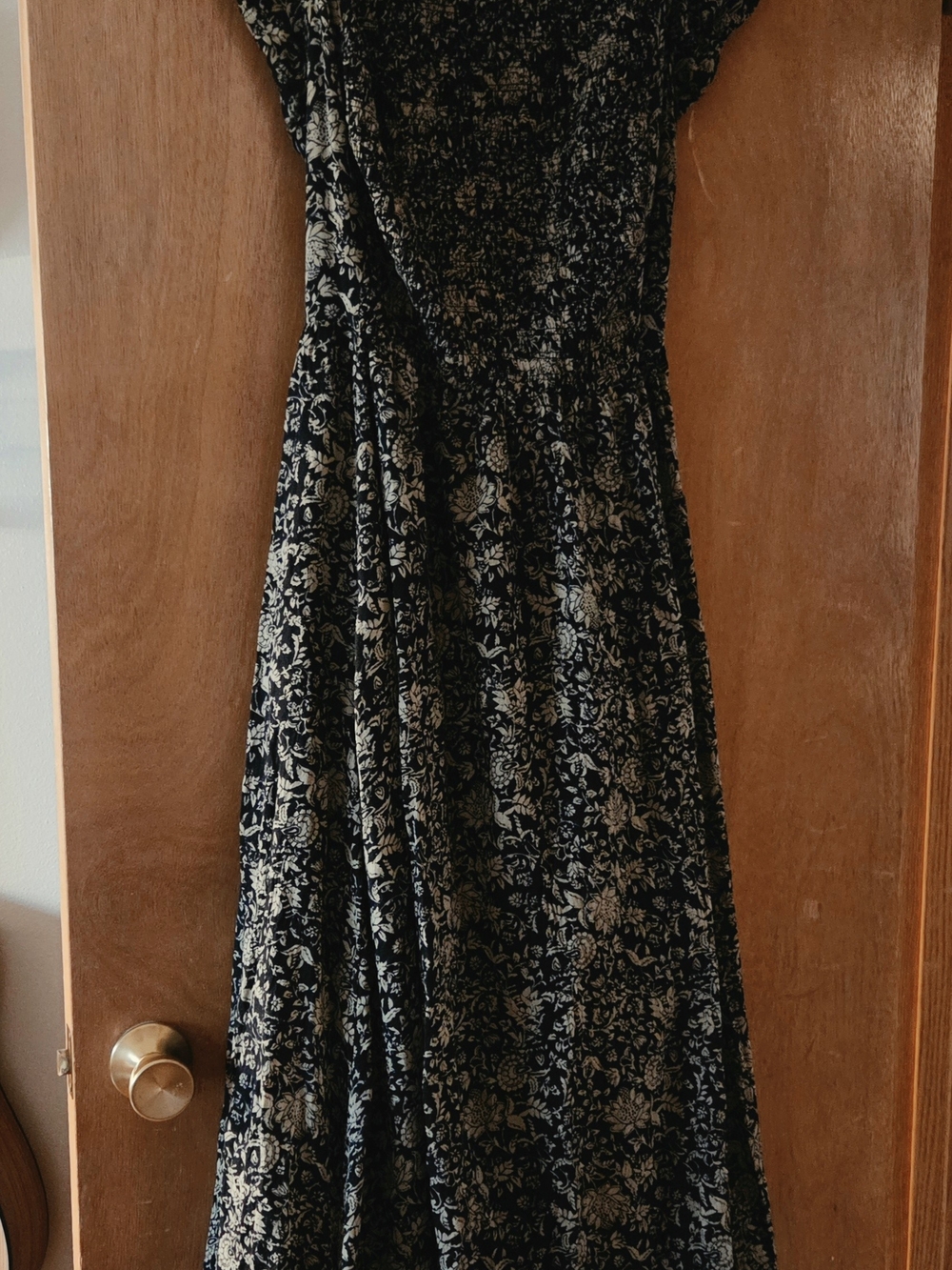 Free People Black and Cream Floral Maxi Dress